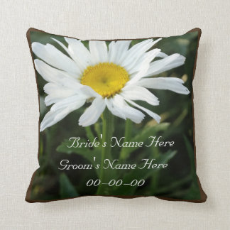 White daisy wedding personalized  with name throw pillow