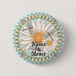 White Daisy wedding pin button