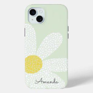 White Daisy with dots iPhone 15 Mini Case