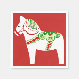 White Dala Horse Paper Napkins