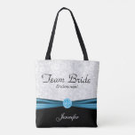 White Damask and Blue Team Bride Tote Bag<br><div class="desc">All over print White Damask and Blue Team Bride tote bag. ✔Note: Not all template areas need changed. 📌If you need further customization, please click the "Click to Customize further" or "Customize or Edit Design"button and use our design tool to resize, rotate, change text colour, add text and so much...</div>