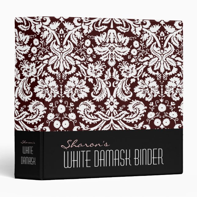 White Damask Custom 1.5" Binder (Front/Spine)