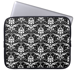 White Damask Customizable Background Colour Laptop Sleeve