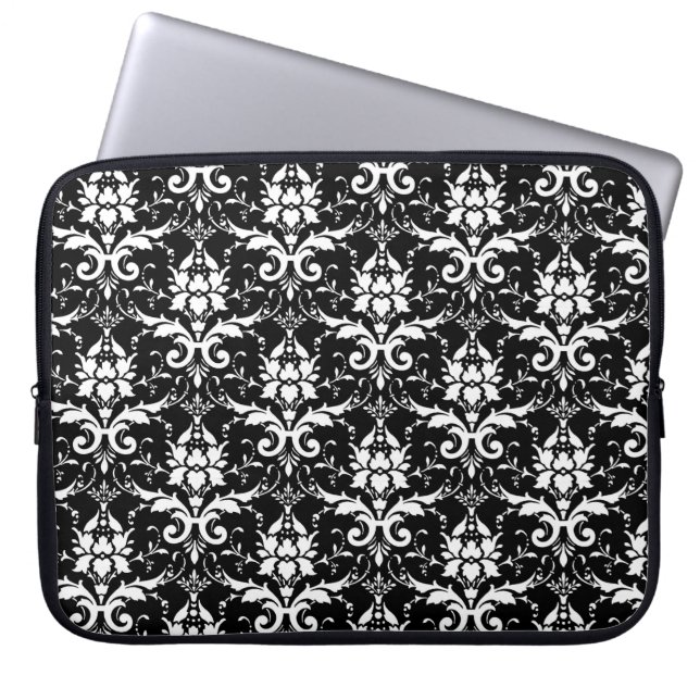 White Damask Customizable Background Colour Laptop Sleeve (Front)