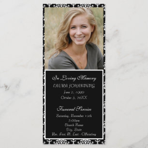 White Damask Funeral Program/Obituary Program