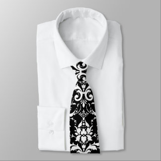 White Damask Pattern Tie