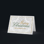 White Damask Personalized Christmas Card<br><div class="desc">Beautiful and timeless damask pattern,  personalize your family name of the front for a wonderful Christmas greeting.</div>