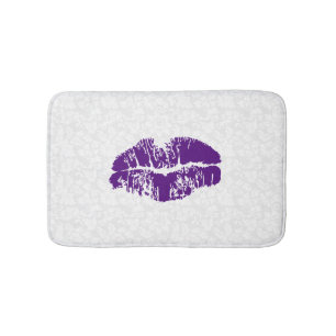 White Damask & Purple Lips Bath Mat