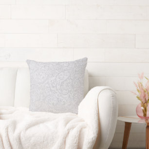 White Damask Throw Pillow
