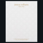 White Damasks Background Gold Typography Letterhead<br><div class="desc">Elegant white plush damask background with personalized gold typography that you can change to fit your brand colours.
The design is simple and elegant.</div>