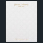 White Damasks Background Gold Typography Letterhead<br><div class="desc">Elegant white plush damask background with personalized gold typography that you can change to fit your brand colours.
The design is simple and elegant.</div>