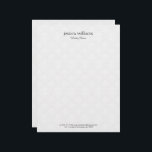 White Damasks Background Personalized Grey Text Letterhead<br><div class="desc">Elegant white plush damask background with personalized dark grey typography.
The design is simple and elegant.</div>