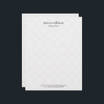White Damasks Background Personalized Grey Text Letterhead<br><div class="desc">Elegant white plush damask background with personalized dark grey typography.
The design is simple and elegant.</div>