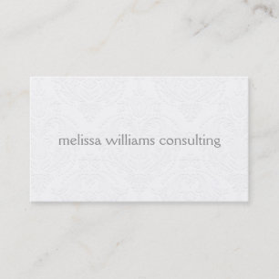White Damasks Embossed Look Minimal Design Business Card