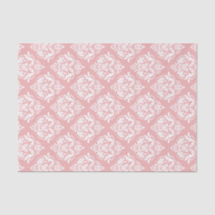 White Damasks Pattern Custom Pink Background Tissue Paper