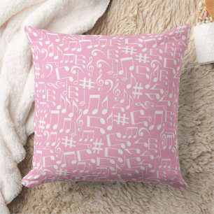 White Dancing Musical Notes Musicians Music Lovers Throw Pillow