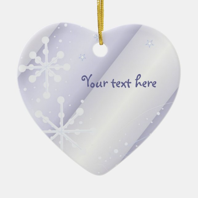 White Dancing Snowflakes Ceramic Ornament (Front)