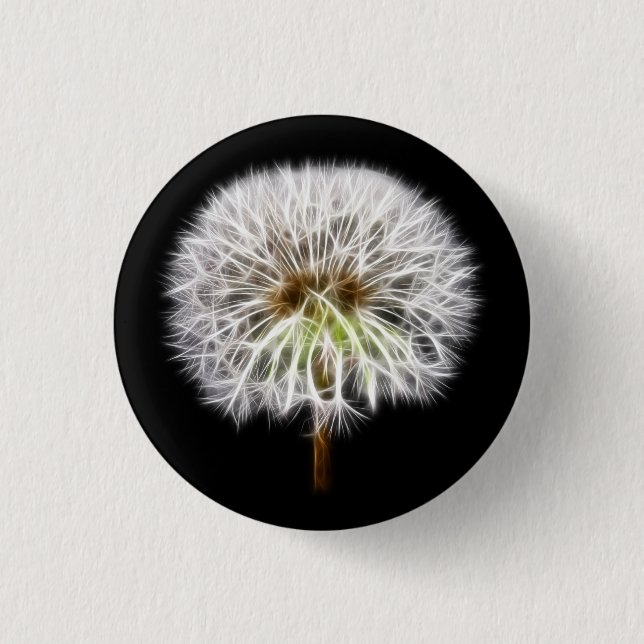 White Dandelion Flower Plant 1 Inch Round Button (Front)
