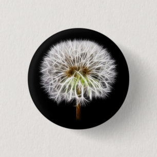 White Dandelion Flower Plant 1 Inch Round Button