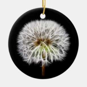 White Dandelion Flower Plant Ceramic Ornament