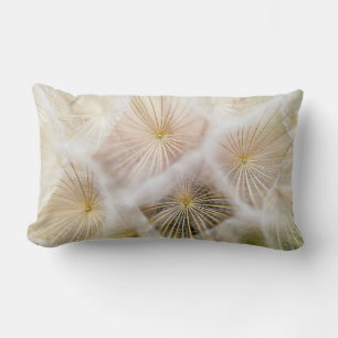 White dandelion flowers lumbar pillow