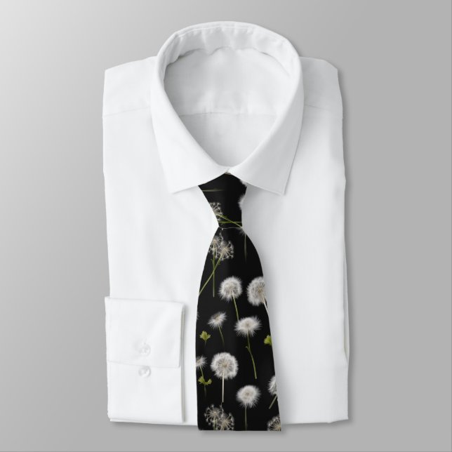 White Dandelion Fluff On Black Tie (Tied)