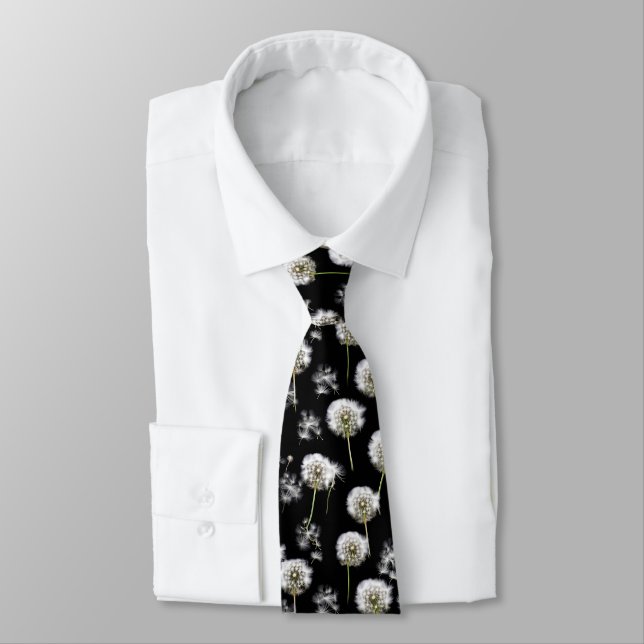 White Dandelion Fluff On Black Tie (Tied)