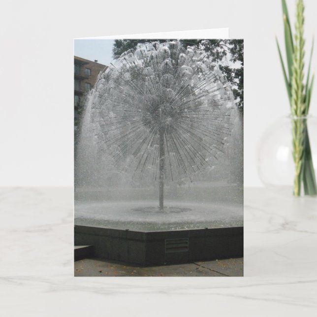 "White Dandelion Fountain" Birthday Card (Front)