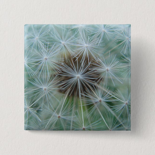 White dandelion pattern 2 inch square button (Front)
