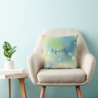 White Dandelions Turquoise Blue Elegant Custom Throw Pillow