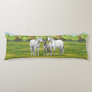 White Dapple Grey Quarter Horses In Summer Body Pillow