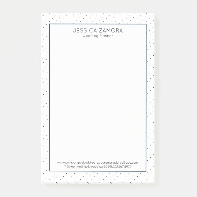 White & dark-blue dots pattern post-it notes (Front)