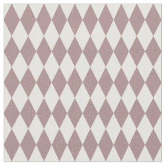 White & Dark Brownish Pink Harlequin Diamonds Fabric