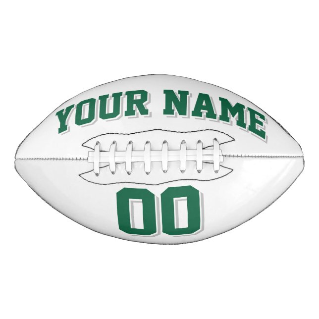 WHITE DARK GREEN AND SILVER GRAY Custom Football (Front)