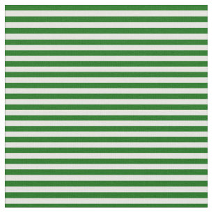 White & Dark Green Coloured Lined Pattern Fabric