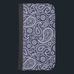 White & Dark Navy Blue Vintage Paisley Pattern Samsung S4 Wallet Case<br><div class="desc">Elegant white paisley pattern over dark navy blue background colour you can change.</div>