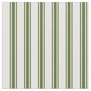 White & Dark Olive Green Colored Lined Pattern Fabric