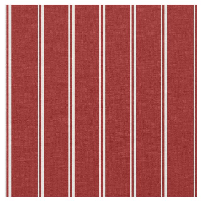 White & Dark Red Coloured Lined/Striped Pattern Fabric (Close Up)