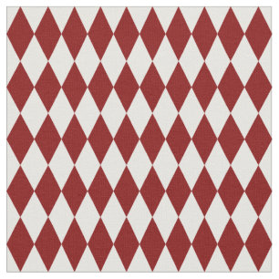 White & Dark Red Harlequin Diamonds Fabric