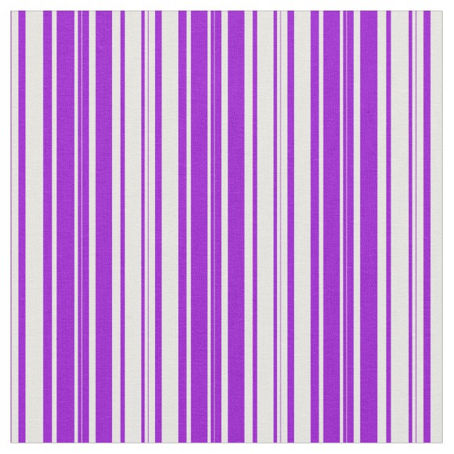 White & Dark Violet Lined/Striped Pattern Fabric (Close Up)