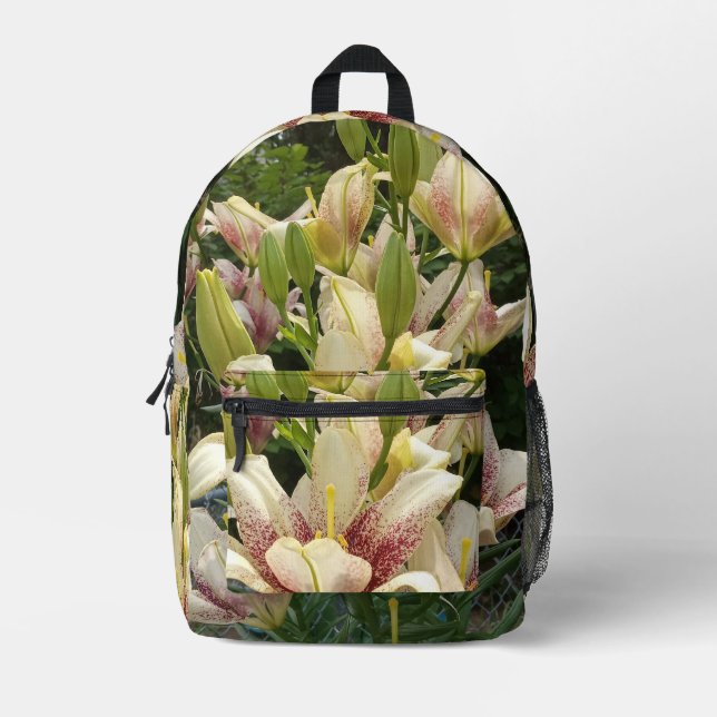 White Daylilies  Printed Backpack (Front)