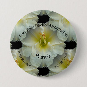 White Daylily with Yellow / Seamless Tile Pattern 3 Inch Round Button