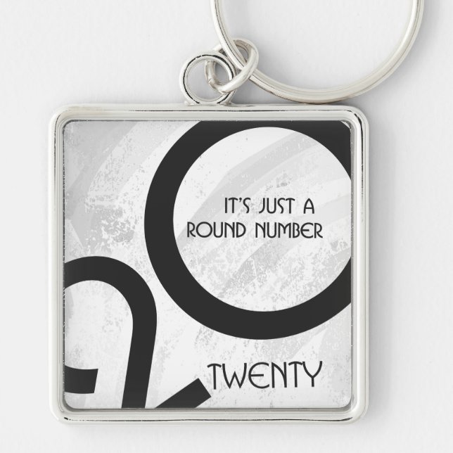 White Decade 20th Birthday Keychain (Front)