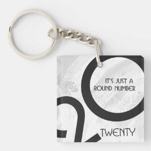 White Decade Birthdday Keychain