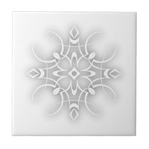 White Decorative Flower Tile
