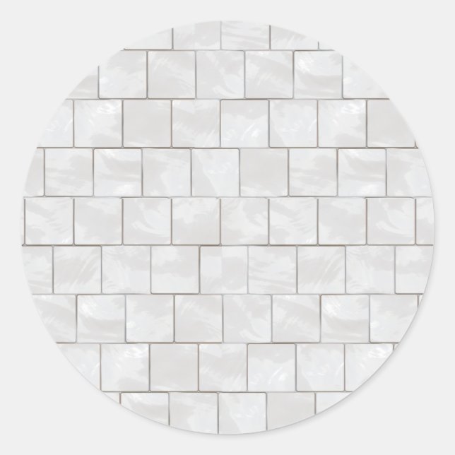 White Decorative Marble Tile Background Classic Round Sticker (Front)