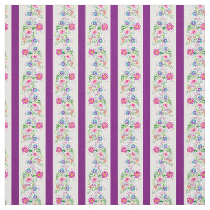 White, deep purple/folk flowers/stripe(2)white fabric