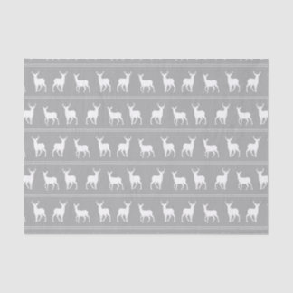 White Deer and Stag pattern on Grey Tissue Paper