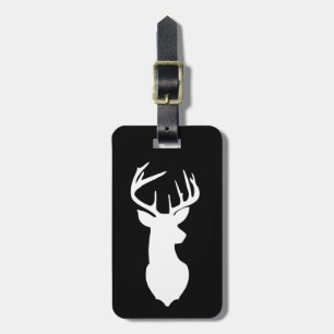 White Deer Buck Hunter Black White Customized Luggage Tag