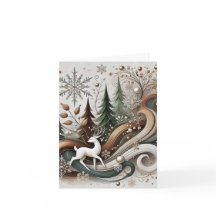 White deer Folded Holiday Card